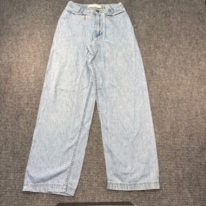 Vintage GX Jeans Women 5/6 Light Wash Wide Leg Baggy Zipper Pocket 90s Y2K Denim